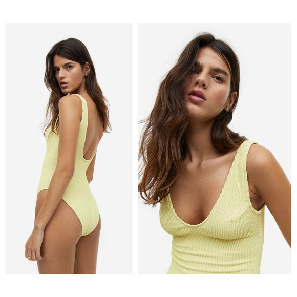 Yellow H&M One-Piece Scoop Neck Bathing Suit | Size Large - Picture 9 of 10